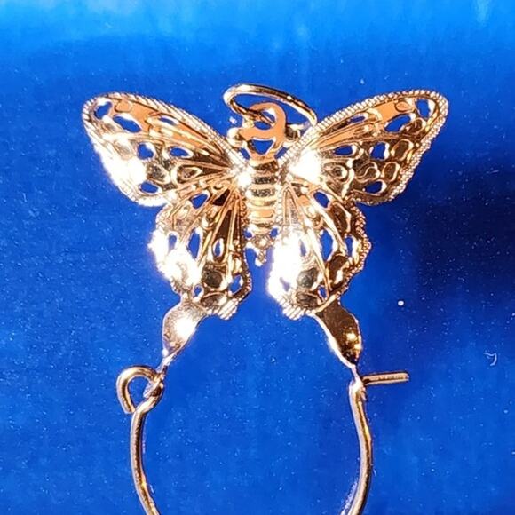 Vintage Polished Butterfly Filigree Charm Holder Pendant - Picture 2 of 9